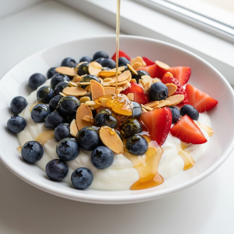 Greek Yogurt Bowl with Fresh Berries and Toasted Almonds