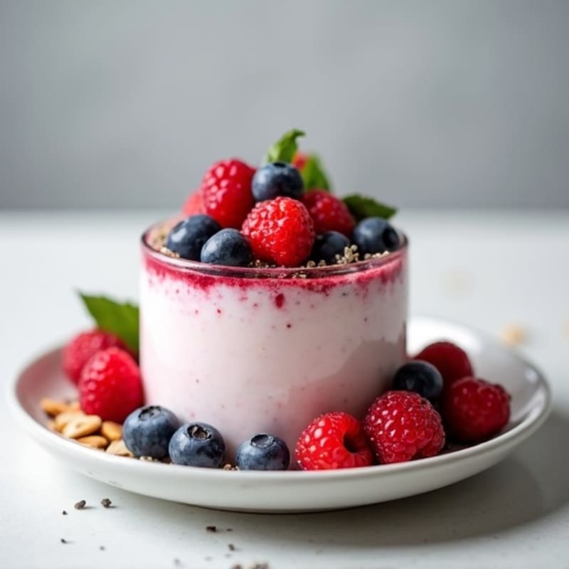 Greek Yogurt Protein Mousse with Mixed Berries