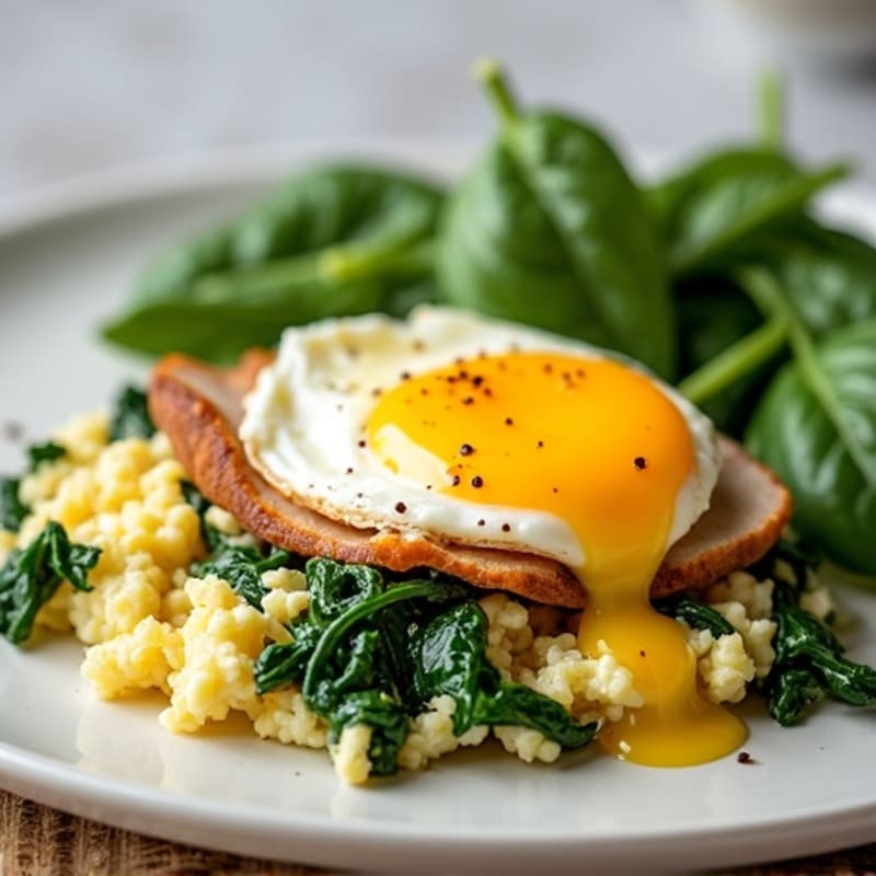 Cottage Cheese Scramble with Spinach and Smoked Turkey