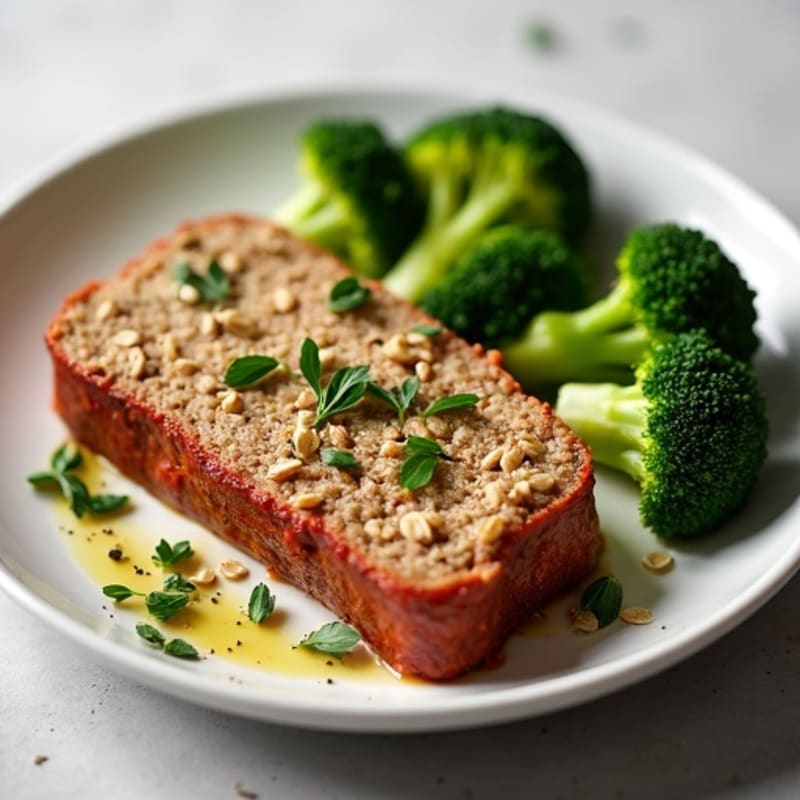 Hearty Herb-Baked Meatloaf with Roasted Broccoli