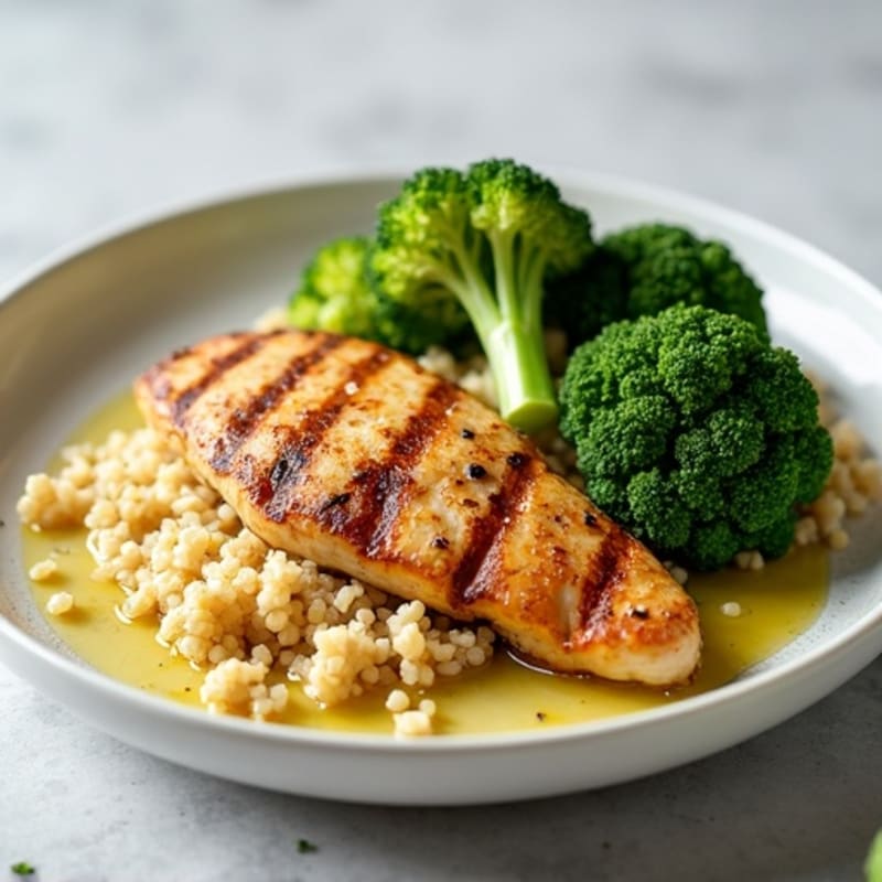 Grilled Chicken Breast with Quinoa and Steamed Broccoli