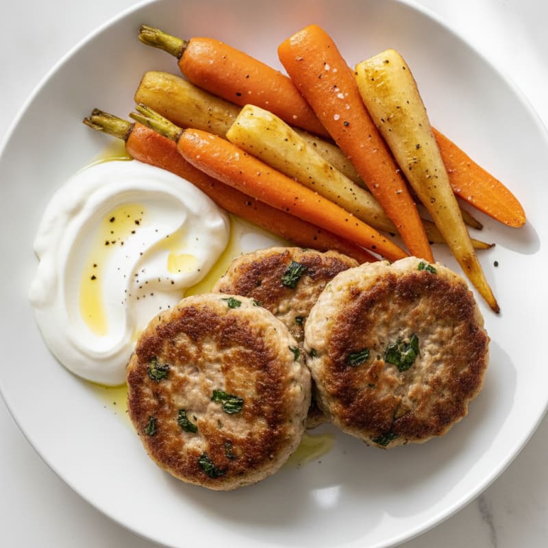 Lamb Patties with Roasted Root Vegetables