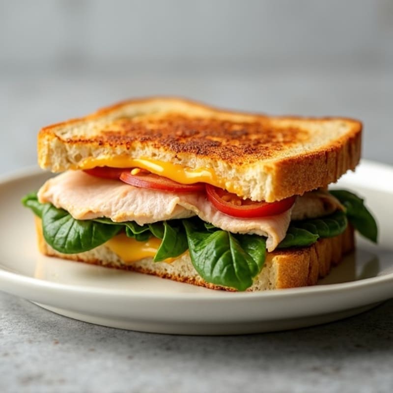 Crispy Gluten-Free Turkey and Cheesy Melt with Fresh Greens