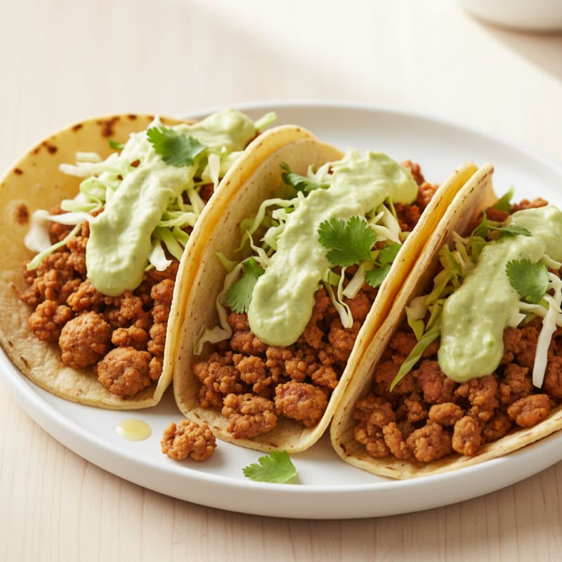 Ground Turkey Tacos with Avocado Crema