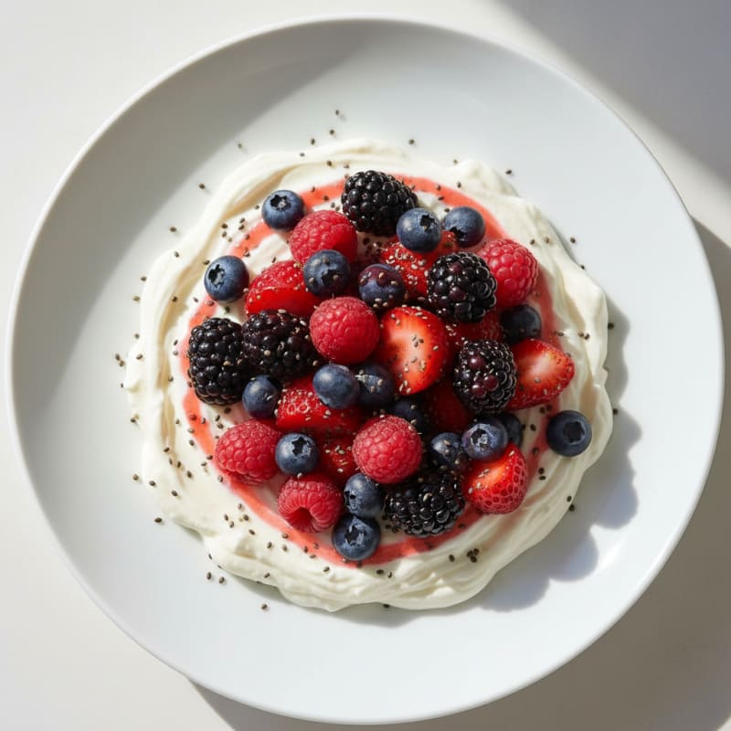 Silky Greek Yogurt Protein Pudding with Mixed Berries
