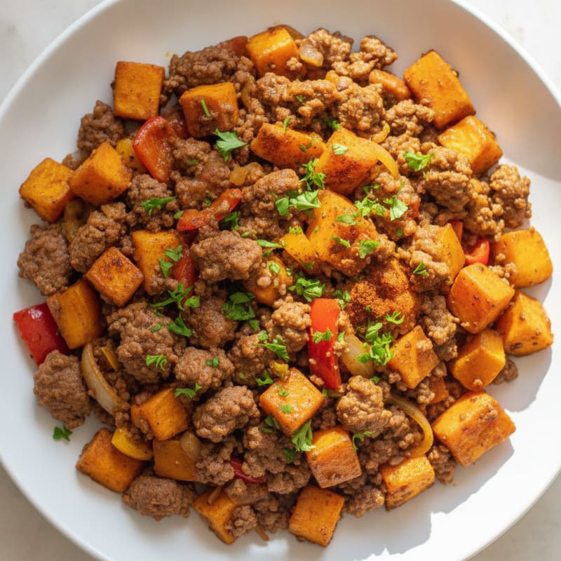 Sweet Potato and Beef Mince Skillet