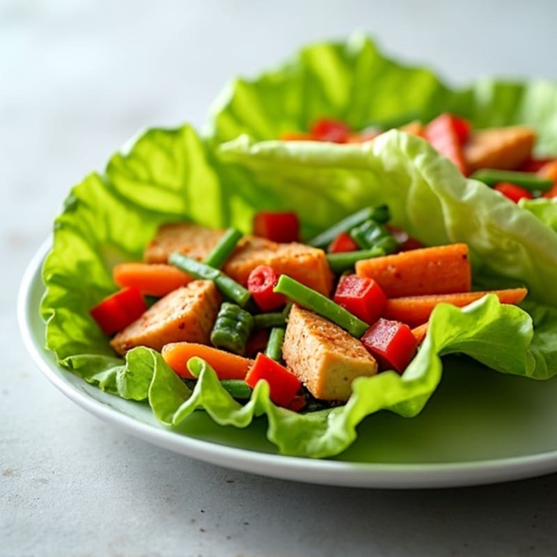 Spicy Chicken Lettuce Wraps with Crunchy Vegetables
