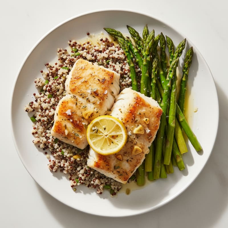 Tender Lemon-Herb Baked Cod with Roasted Asparagus