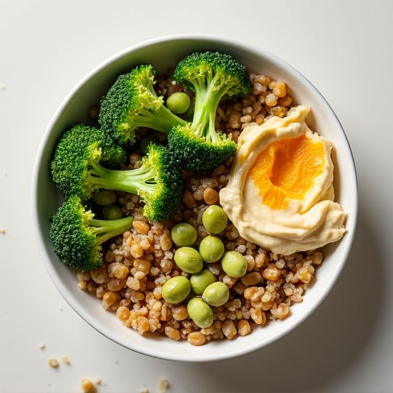Creamy Lentil and Quinoa Power Bowl with Roasted Broccoli