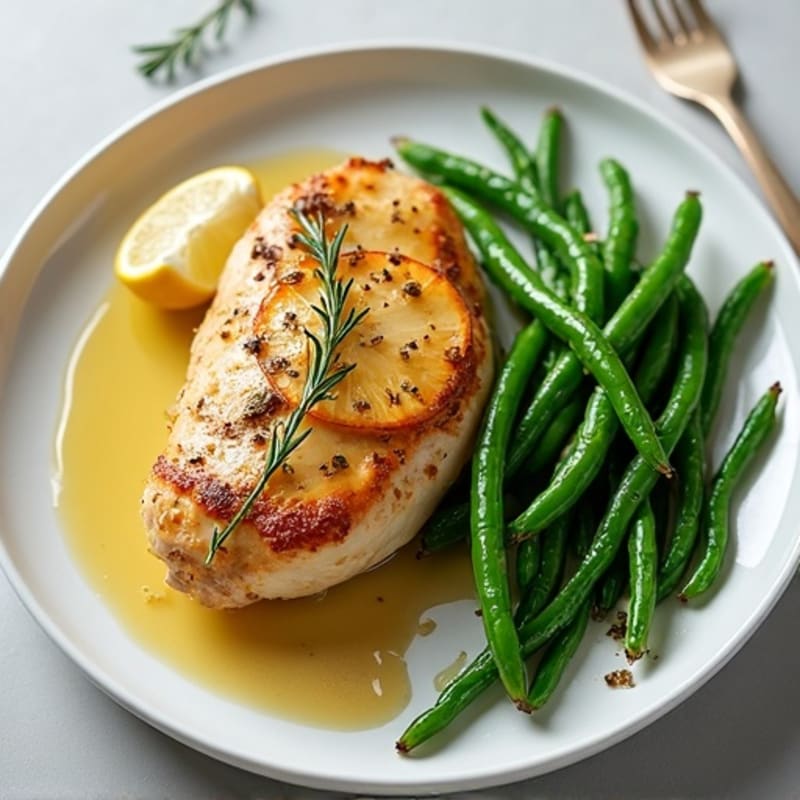 Lemon Herb Roasted Chicken with Crispy Green Beans