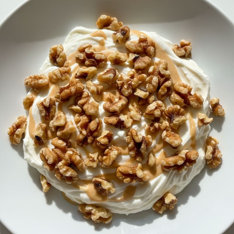 Creamy Greek Yogurt with Chopped Walnuts and Protein Powder