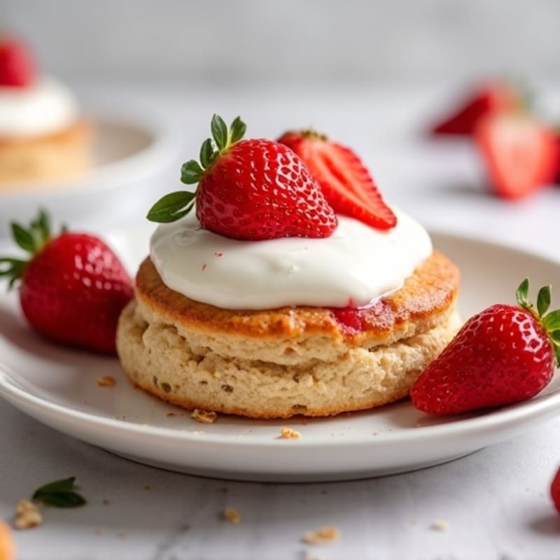 Strawberry Protein Biscuit with Creamy Greek Yogurt