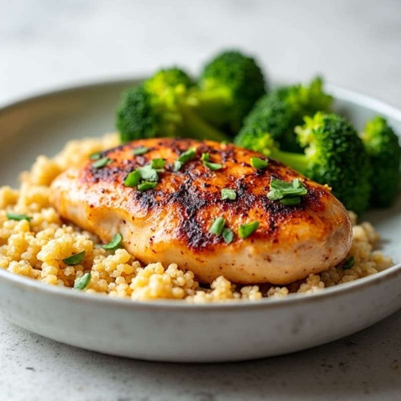 Grilled Chicken Breast with Quinoa and Steamed Broccoli
