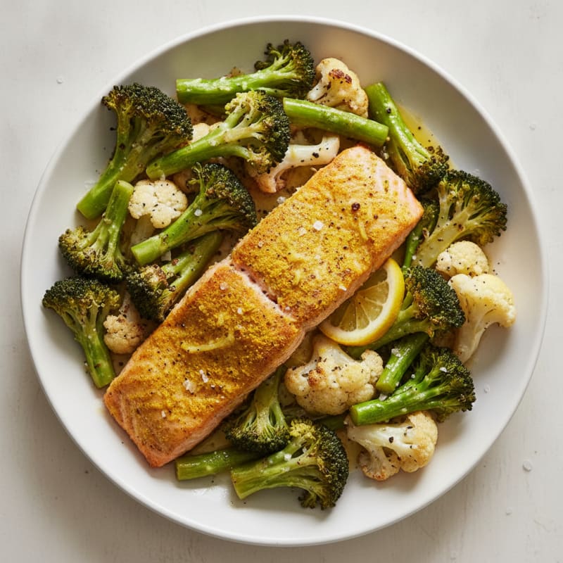 Turmeric Ginger Salmon with Roasted Vegetables