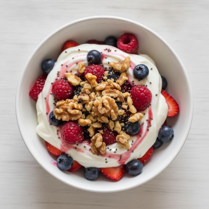 Silky Vanilla Greek Yogurt Protein Parfait with Mixed Berries