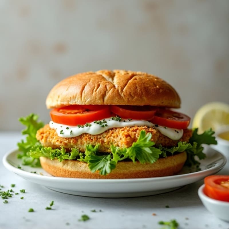 Crispy Baked Chicken Sandwich with Herb Yogurt Sauce