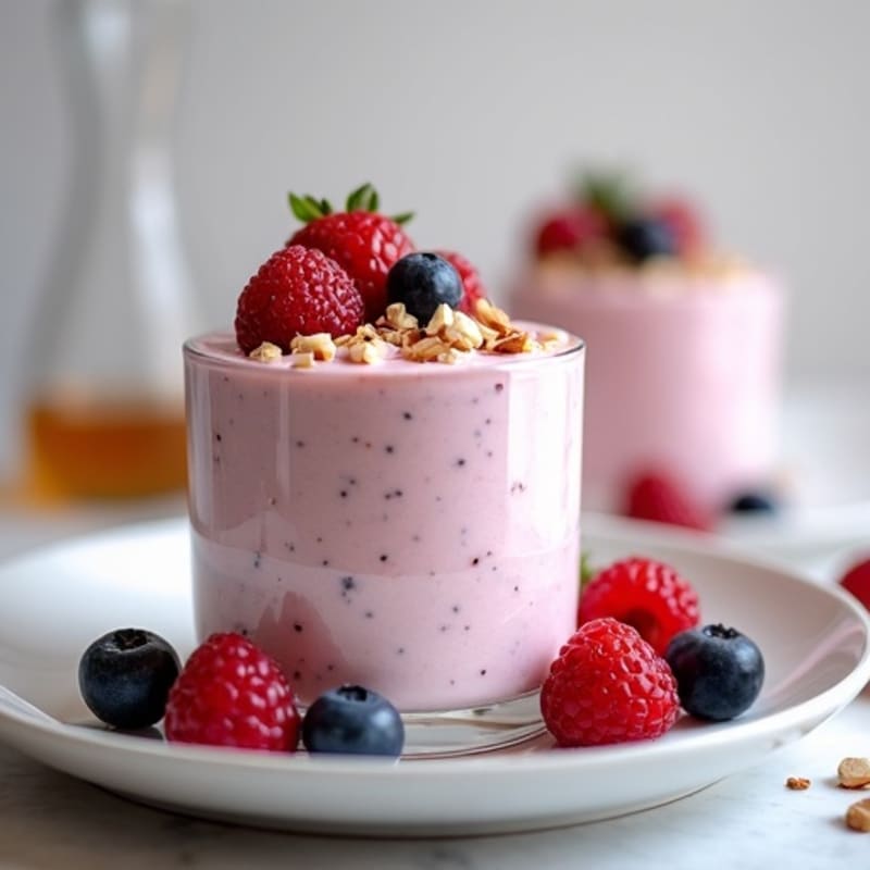 Greek Yogurt Protein Mousse with Mixed Berries