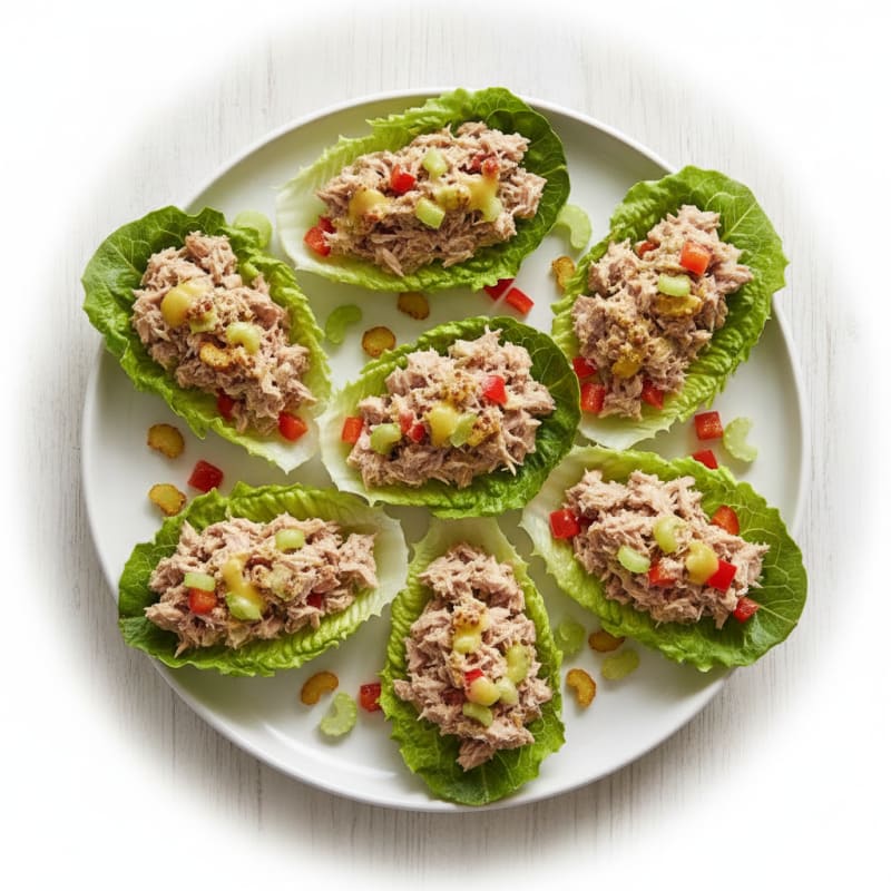 Tuna Salad Lettuce Wraps with Crunchy Vegetables