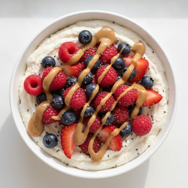Greek Yogurt Protein Mousse with Mixed Berries