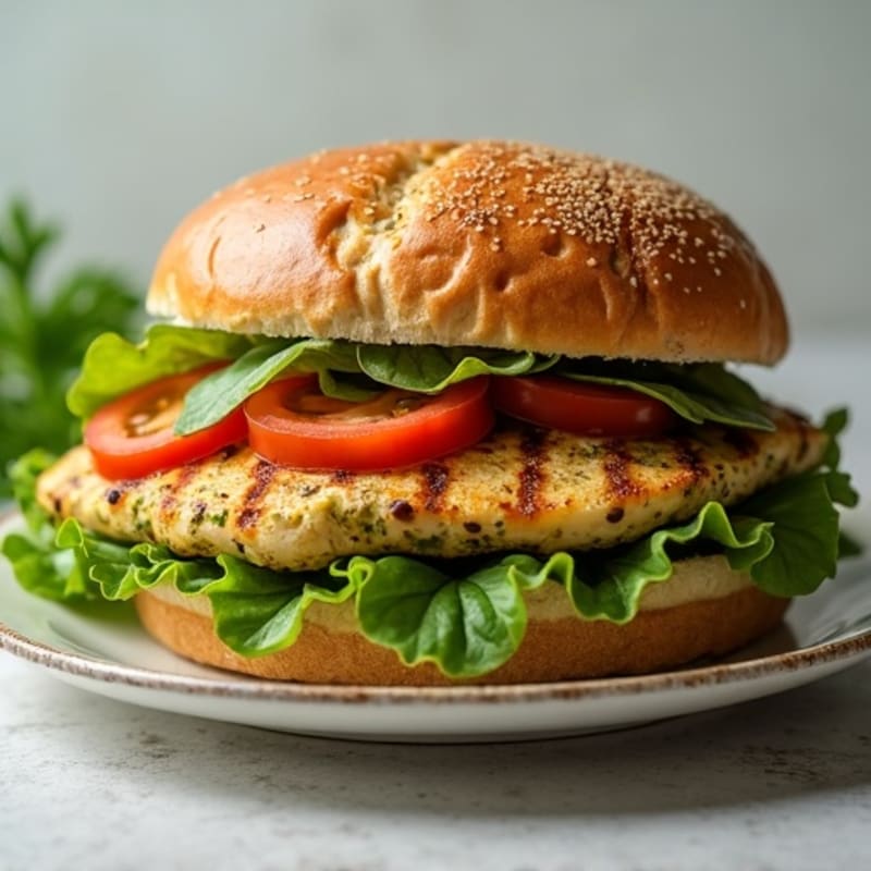 Herb-Pesto Grilled Chicken Sandwich with Fresh Greens