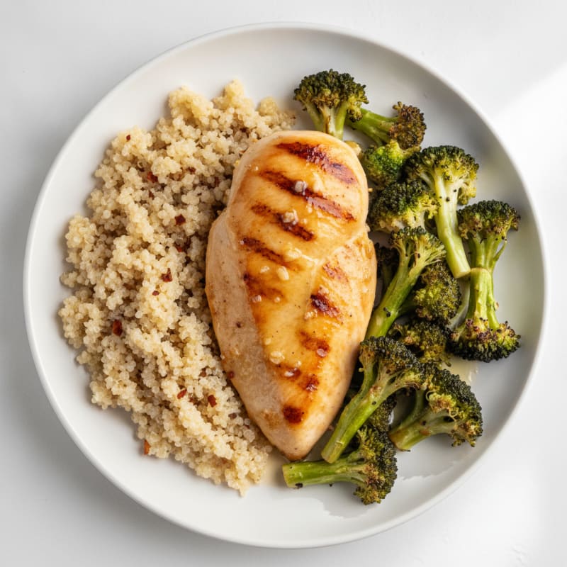 Grilled Chicken Breast with Roasted Broccoli and Quinoa