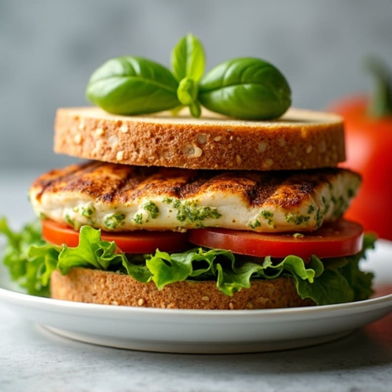 Herb-Pesto Grilled Chicken Sandwich with Fresh Greens