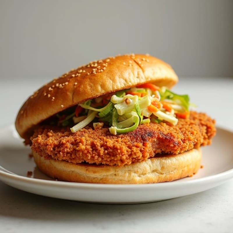 Crispy Baked Chicken Sandwich with Tangy Slaw