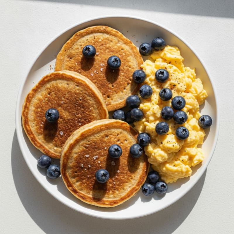 Protein Pancakes with Scrambled Eggs