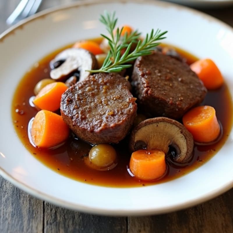 Hearty Braised Beef with Mushrooms and Root Vegetables