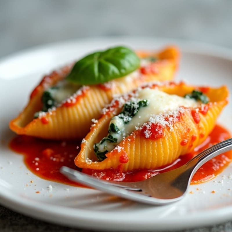 Baked Creamy Spinach Ricotta Stuffed Shells