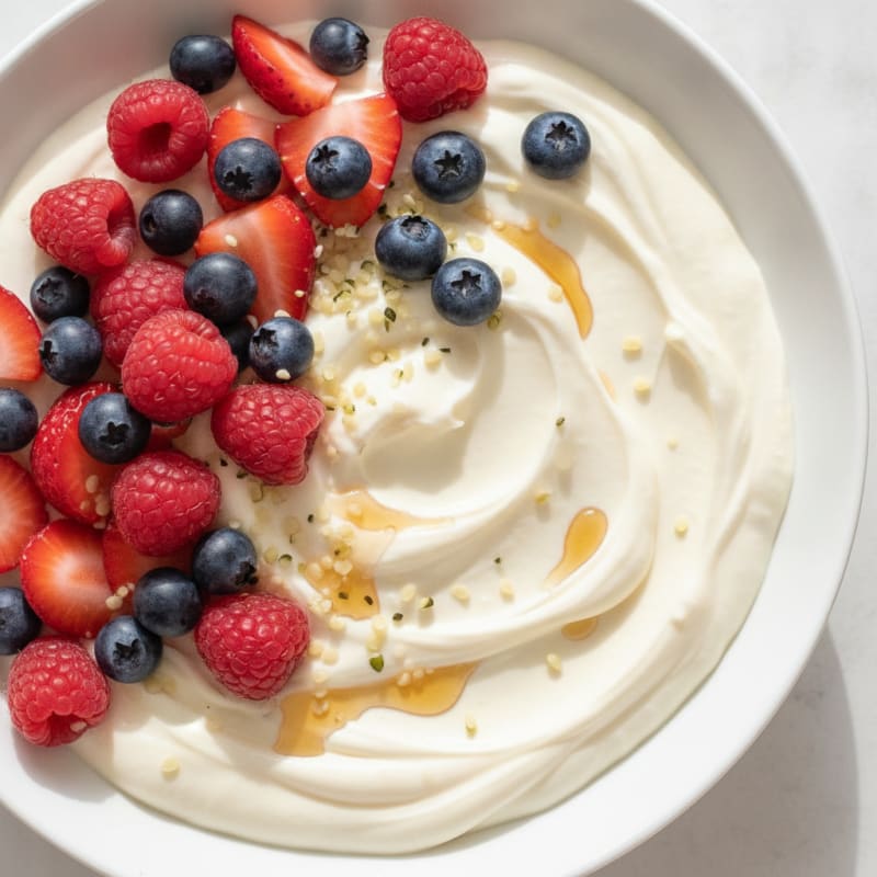 Silky Greek Yogurt Protein Pudding with Mixed Berries