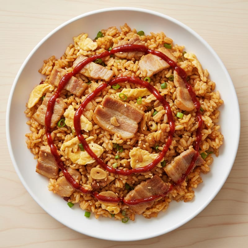 Kimchi Fried Rice with Pork Belly