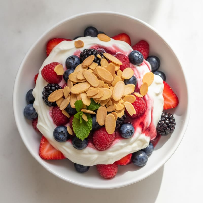 Greek Yogurt Protein Parfait with Mixed Berries