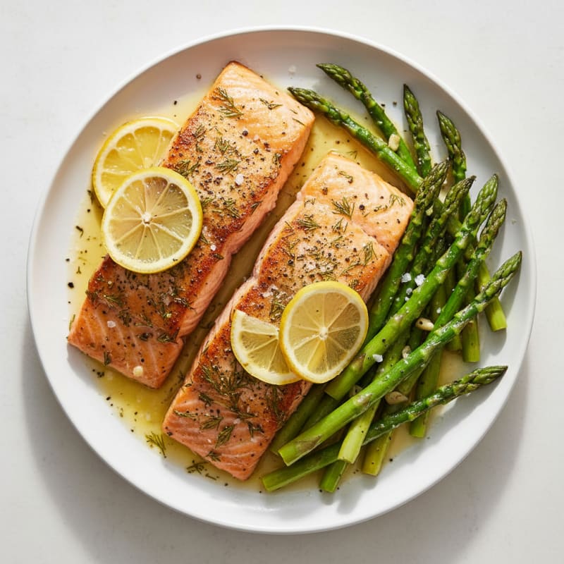Lemon Herb Roasted Salmon with Asparagus