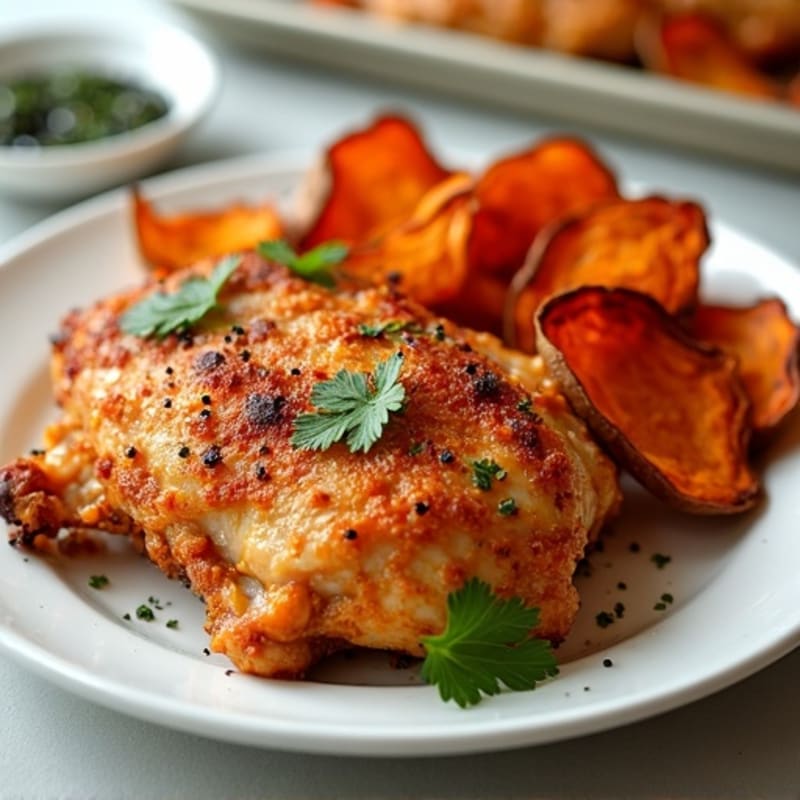 Crispy Sheet Pan Chicken and Sweet Potato Chips