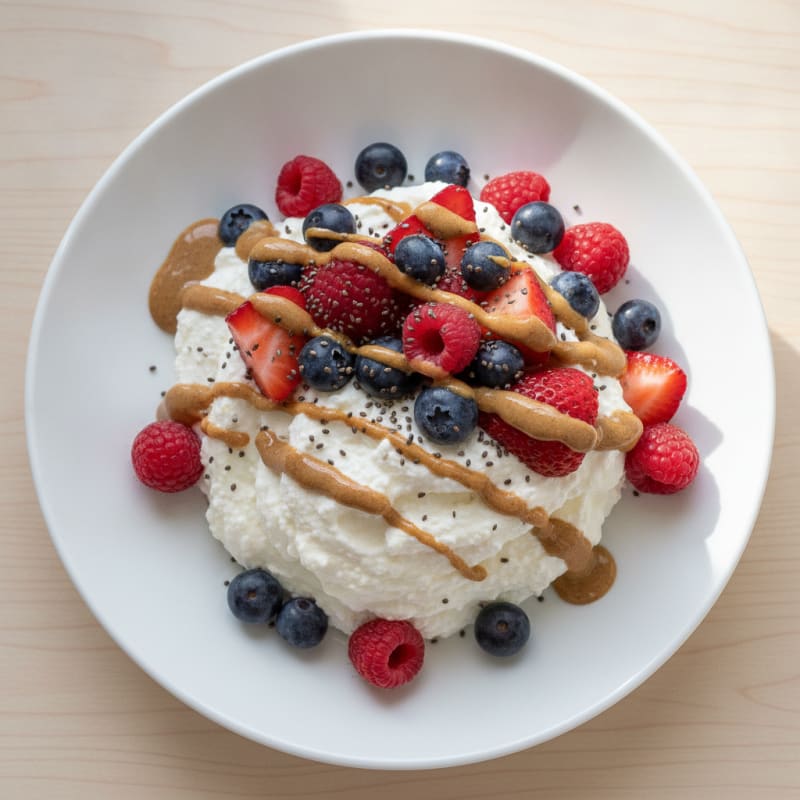 Greek Yogurt Protein Mousse with Mixed Berries