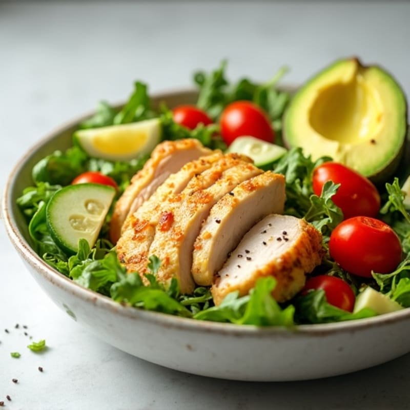 Lemon-Garlic Chicken Fresh Vegetable Salad Bowl