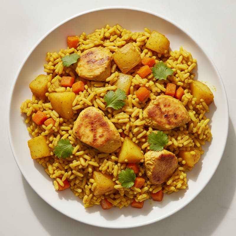 Curried Potato and Carrot Rice with Chicken