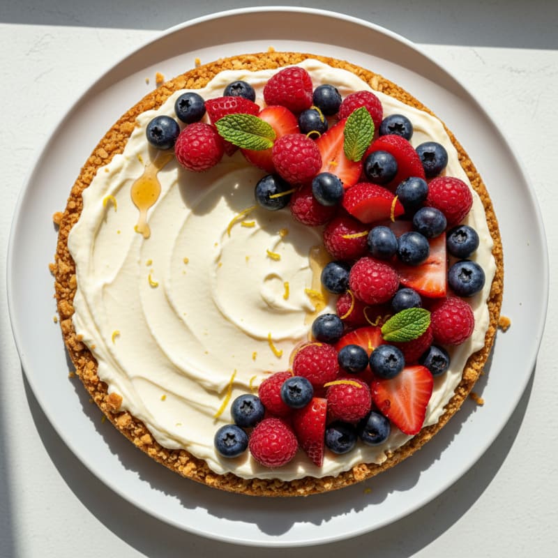 Silky Greek Yogurt Protein Cheesecake with Fresh Berries