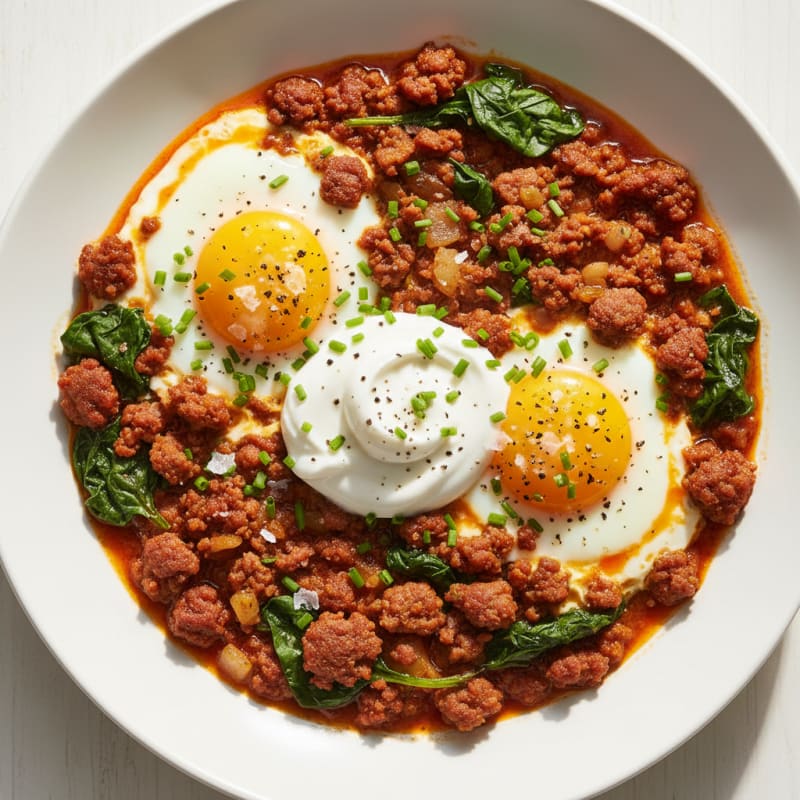 Creamy Baked Eggs with Smoky Chorizo