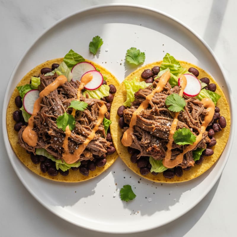Shredded Beef Tostadas with Chipotle Crema