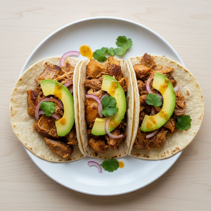 Slow-Cooked Carnitas Tacos with Avocado