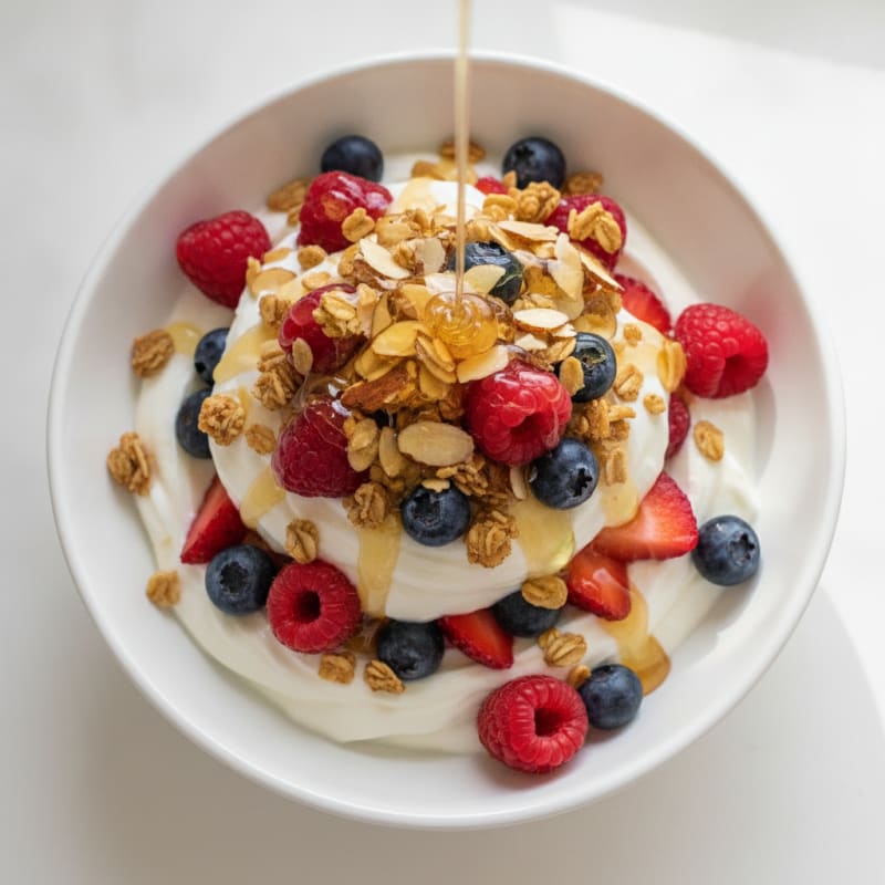 Creamy Greek Yogurt Parfait with Fresh Berries and Almonds