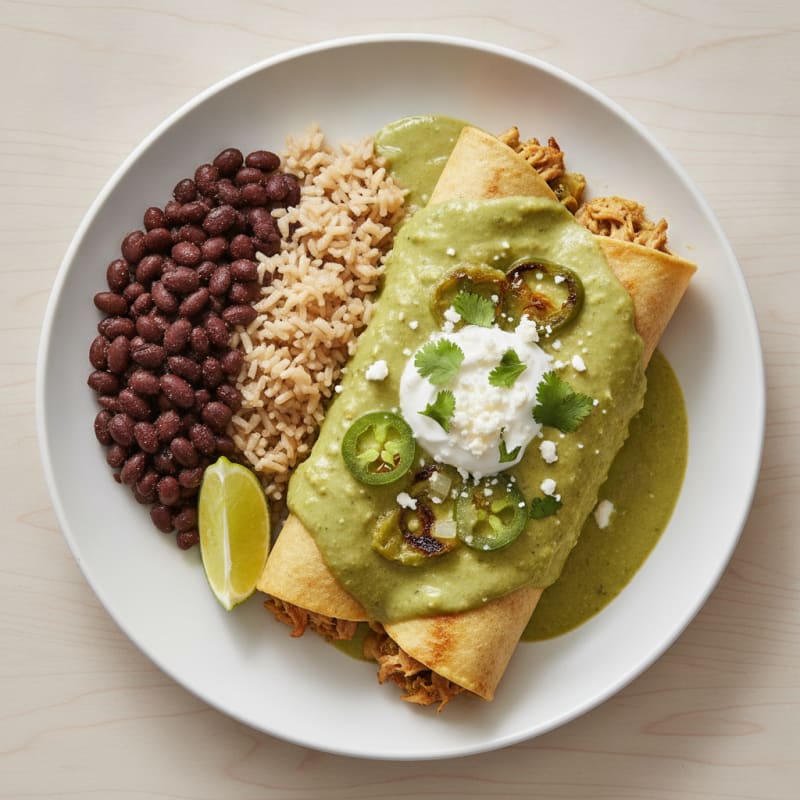 Green Chile Chicken Enchiladas with Tomatillo Sauce
