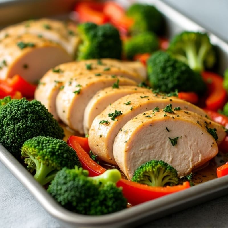 Sheet Pan Lemon-Herb Turkey with Roasted Broccoli and Bell Peppers