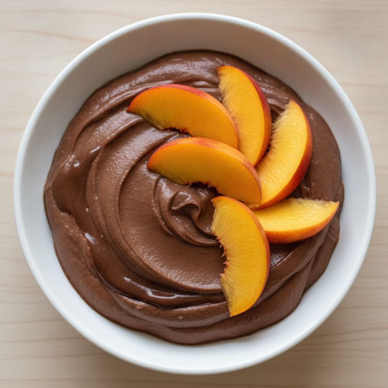 Cacao Protein Mousse with Sliced Nectarines