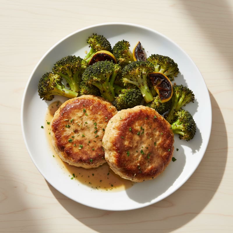 Seared Turkey Patties with Roasted Broccoli