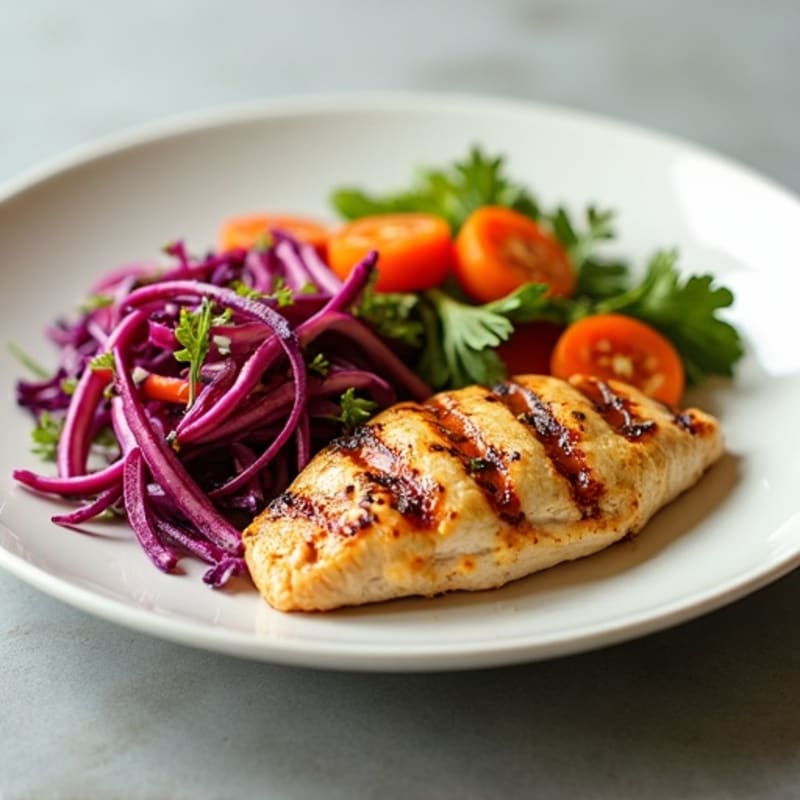 Grilled Chicken Breast with Crunchy Veggie Slaw