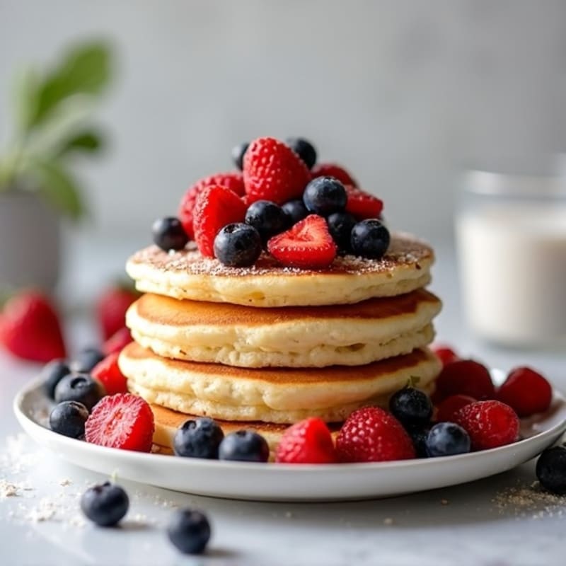 Fluffy High-Protein Pancakes with Fresh Berries