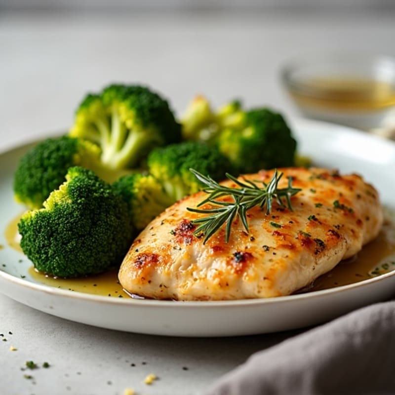 Lemon Herb Roasted Chicken and Crispy Broccoli
